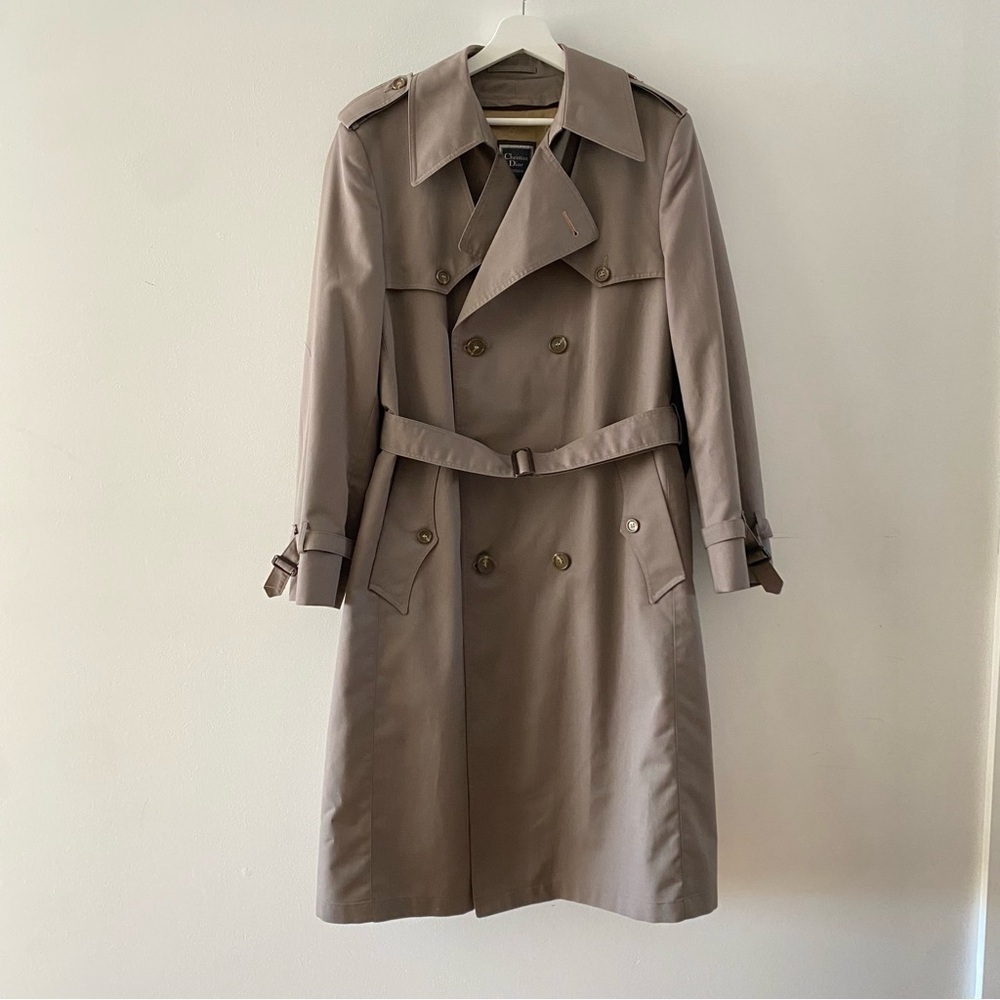 Christian Dior Monsieur Tan Khaki Beige Wool Belt Trench Coat Men’s Size 40R